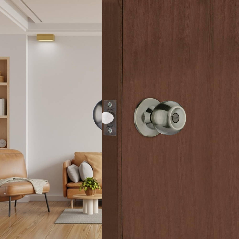 Godrej Cylindrical Lock |Keyless|Classic Rang |For bathroom, bedroom Suitable for Residential Doors & Commercial| Backset70 mm | Door Thickness 32mm to 45mm | Antique Brass Finish | 5 Years Warranty